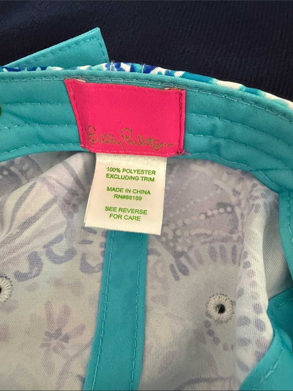 Lilly Pulitzer Blur & Aqua Patterned Baseball Cap - Picture 3 of 4
